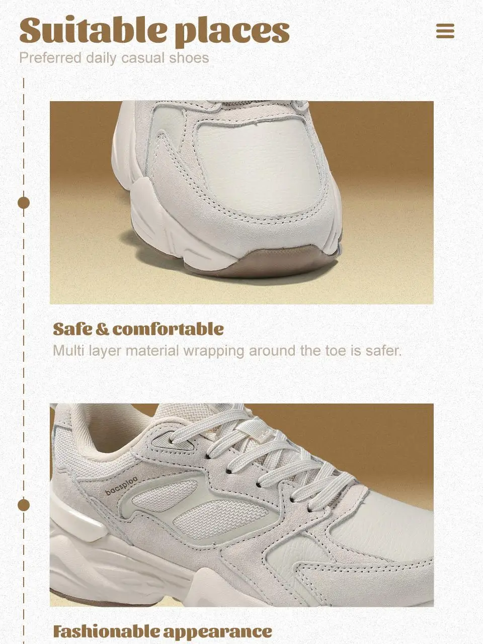 Baasploa Frauen Casual Schuhe Komfort Leder Walking Turnschuhe Für Frauen Einfarbig Mode Sport Schuhe Non-Slip Höhe Erhöhen – Detail 5