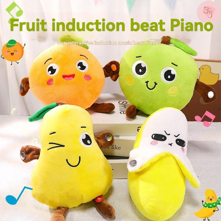 Banana Fruit Beats Piano Doll Learning to Speak Recording Apple Pear Cute Plush Sensing Children's Toy Doll