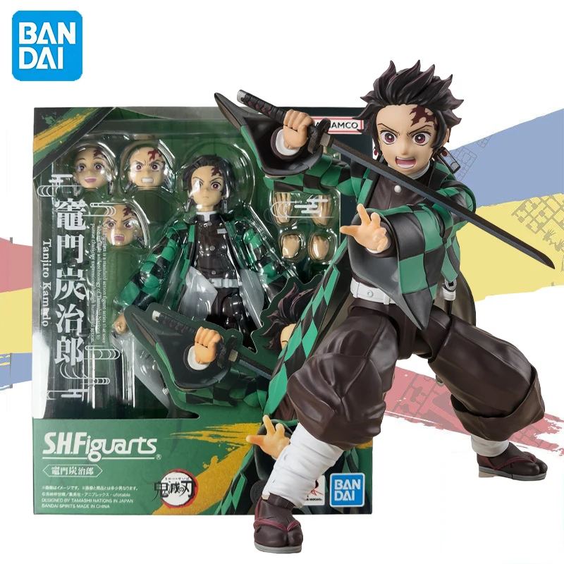 

В наличии Bandai Original Demon Slayer S.H.Figuarts Kamado Tanjirou, коллекция экшн-фигурок около 14 см, модель игрушки в подарок