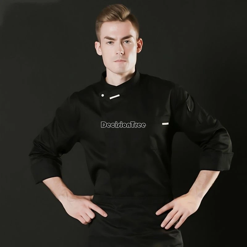 2024 Chinese Stijl Puur Katoenen Chef-Uniform Nieuwe High-End Restaurant Hotel Werk Uniform Effen Kleur Groot Formaat Losse Dagelijkse Kleding