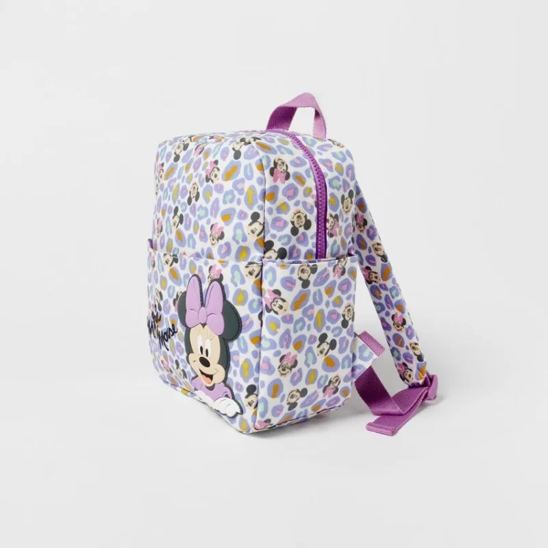 Disney-mochila con estampado de dibujos animados de Mickey y Minnie para niños, de gran capacidad Bolsa Escolar, almacenamiento de libros, guardería, bebé