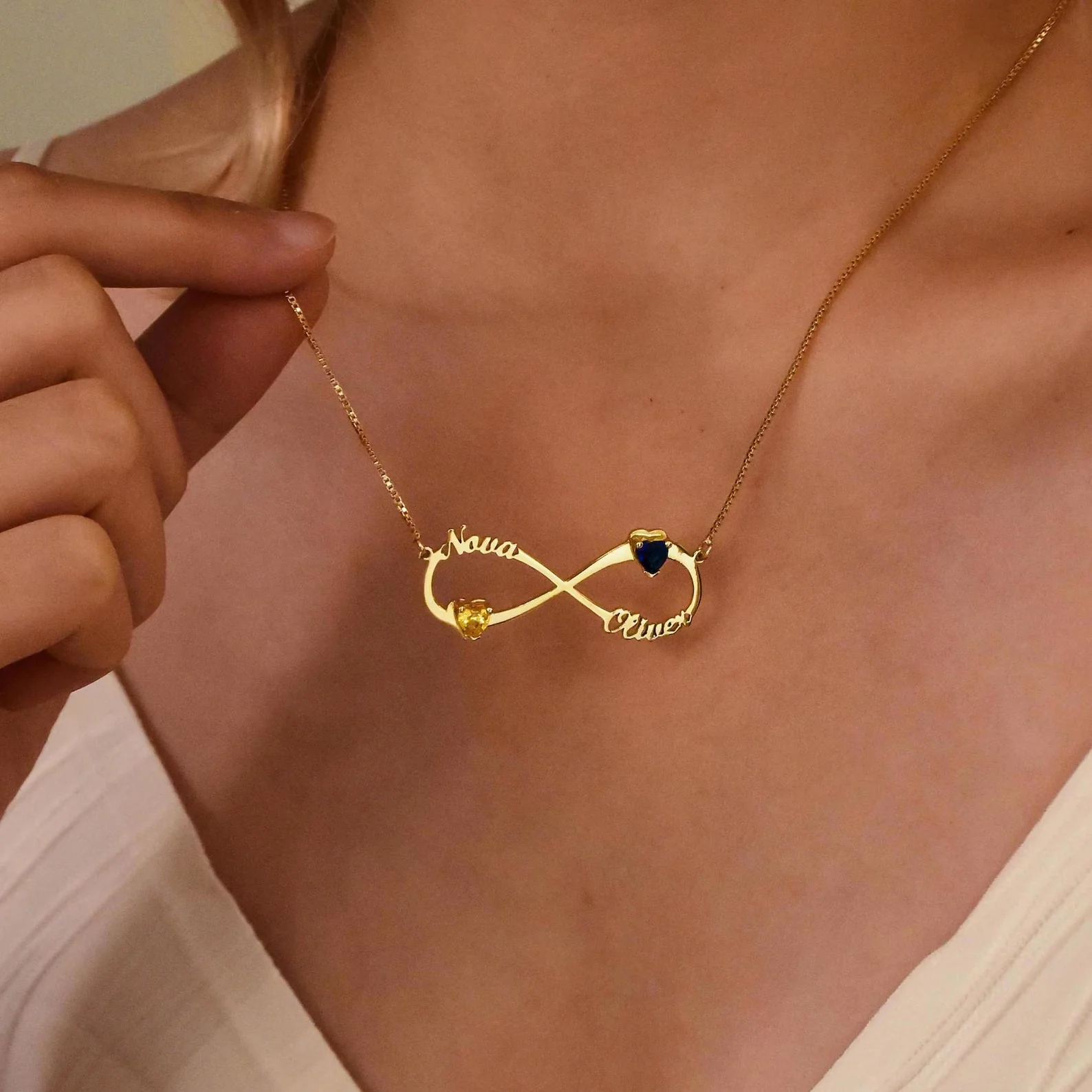 

Ожерелья ручной работы с бесконечным именем для женщин, персонализированное ожерелье из нержавеющей стали с камнями, модные рождественские украшения