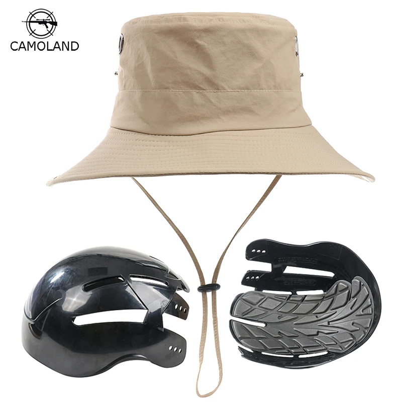 

CAMOLAND Outdoor Cycling Safety Bucket Hat Summer Jungle Exploration Helmet Fisherman Hat Sport Casual Sunshade Hat