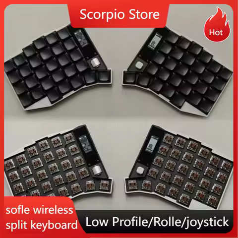 NEW Sofle Low Profile Wireless Split Keyboards Kit Custom Roller Joystick Nice View Screen Choc V1/V2 Switch ZMK Shock Keyboard
