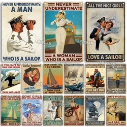 Artisian Vintage Job Metal Poster Rusty Sailor Decorative Sign Sailing Tin Plate Wall Decor Garage Bar Pub Club Hotel Home