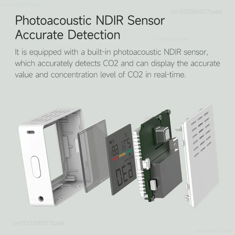 Xiaomi-Miaomiaoce Detector de Qualidade do Ar, CO2, Temperatura, Umidade, Tempo, Quatro Efeitos em 1, Controle APP Inteligente, Sensor de Precisão