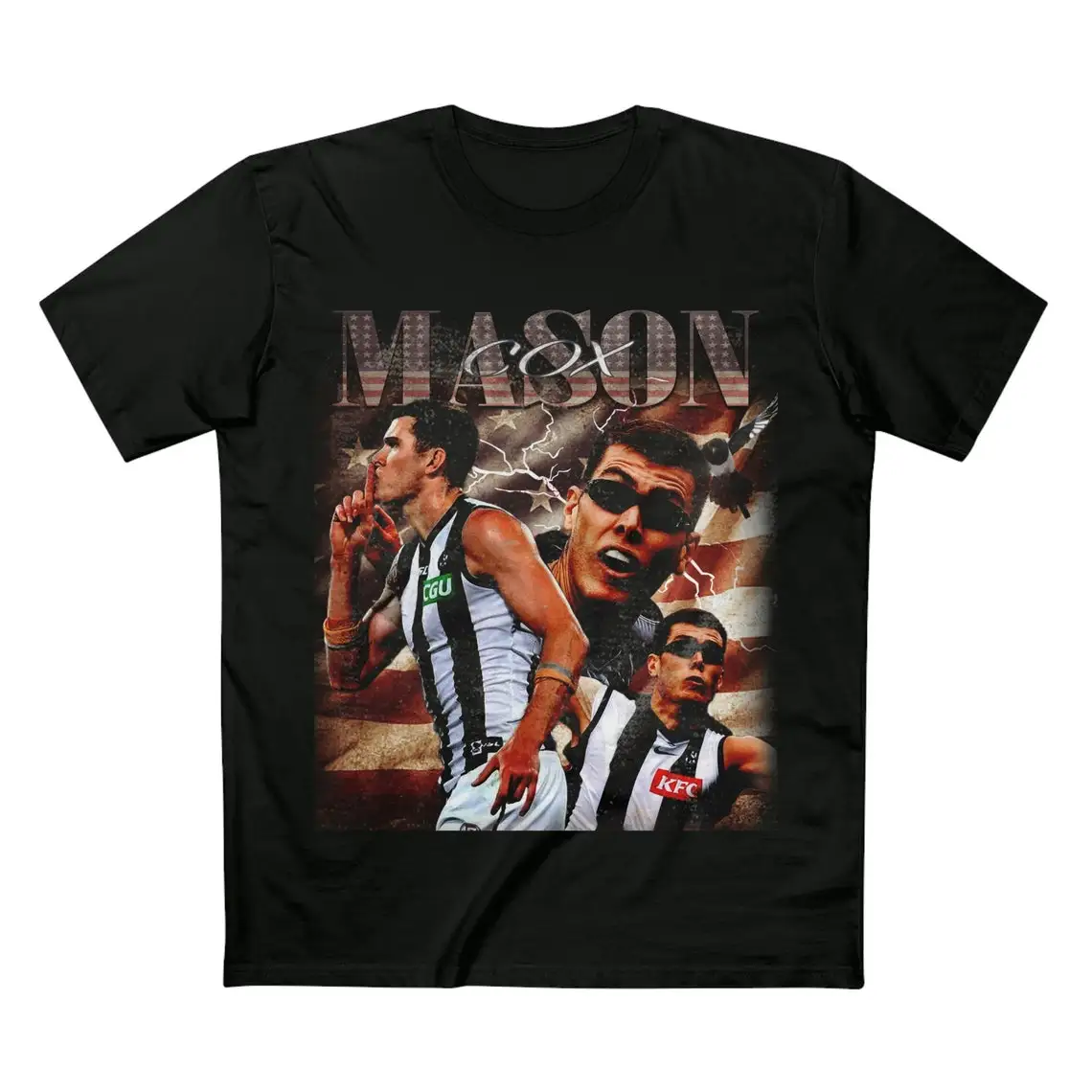 UNITED STATES EDITION - Vintage Afl T-shirt  Collingwood Magpies Mason Cox  90s Inspired t shirt  Australian Rules Football  Waf