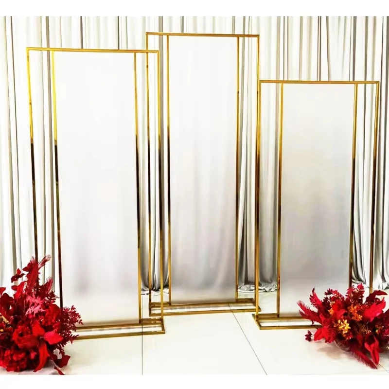 Fashion Square Base Metal Gold Wedding Stainless Steel Wedding Props Background Flower Stand Other Wedding Decorations