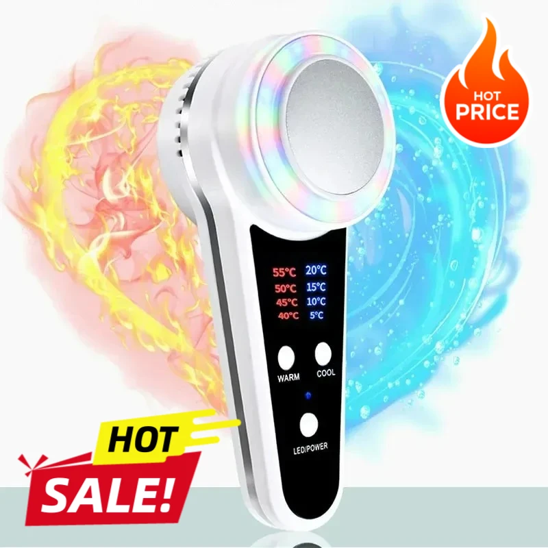 

2026 НОВЫЙ профессиональный массажер для лица, горячая и холодная терапия с синим красным светом для подтяжки кожи, ухода за прыщами, против старения, для домашнего использования