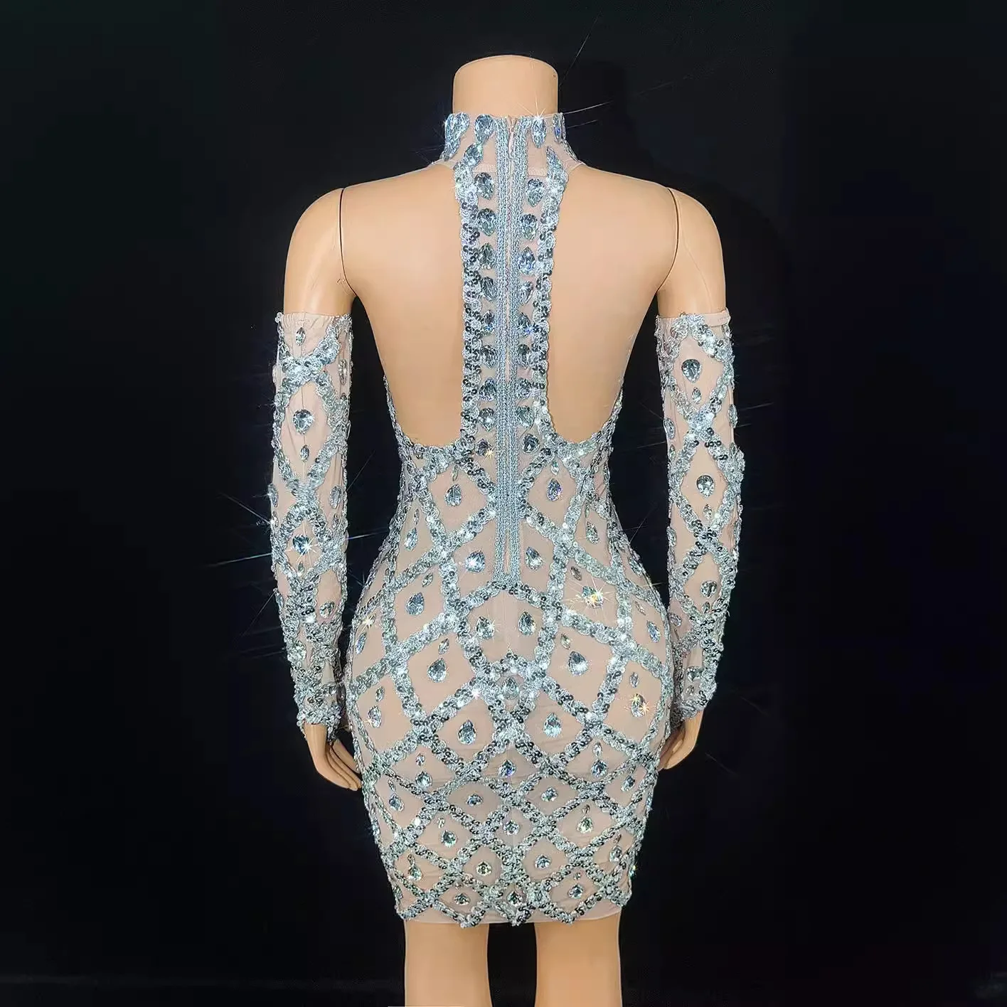 زي عيد الميلاد زي أداء الماس زي الماس اللامع فستان سهرة قفازات الماس الساخن Vestidos Para Mujer Fiesta Elegante