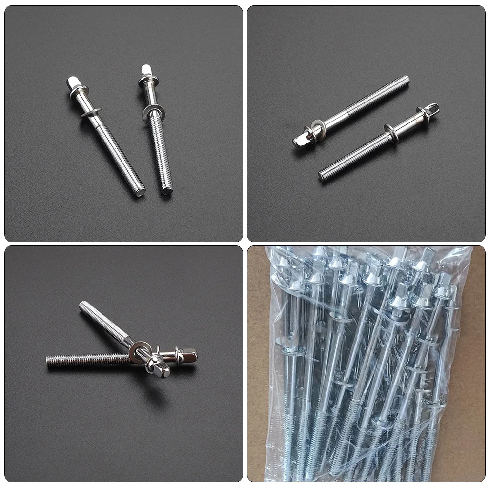 

6pcs Snare Tension Lug Screws Metal Repair Parts Replacement For Bass Durable Hardware Screws Jazz Tension Rods 50Mm Drum Screw