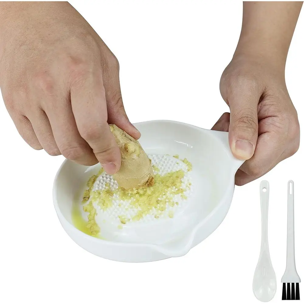 Ginger and Wasabi Grater with Vegetable, Ginger, Garlic, and Cheese Function, Includes Spoon and Cleaning Brush
