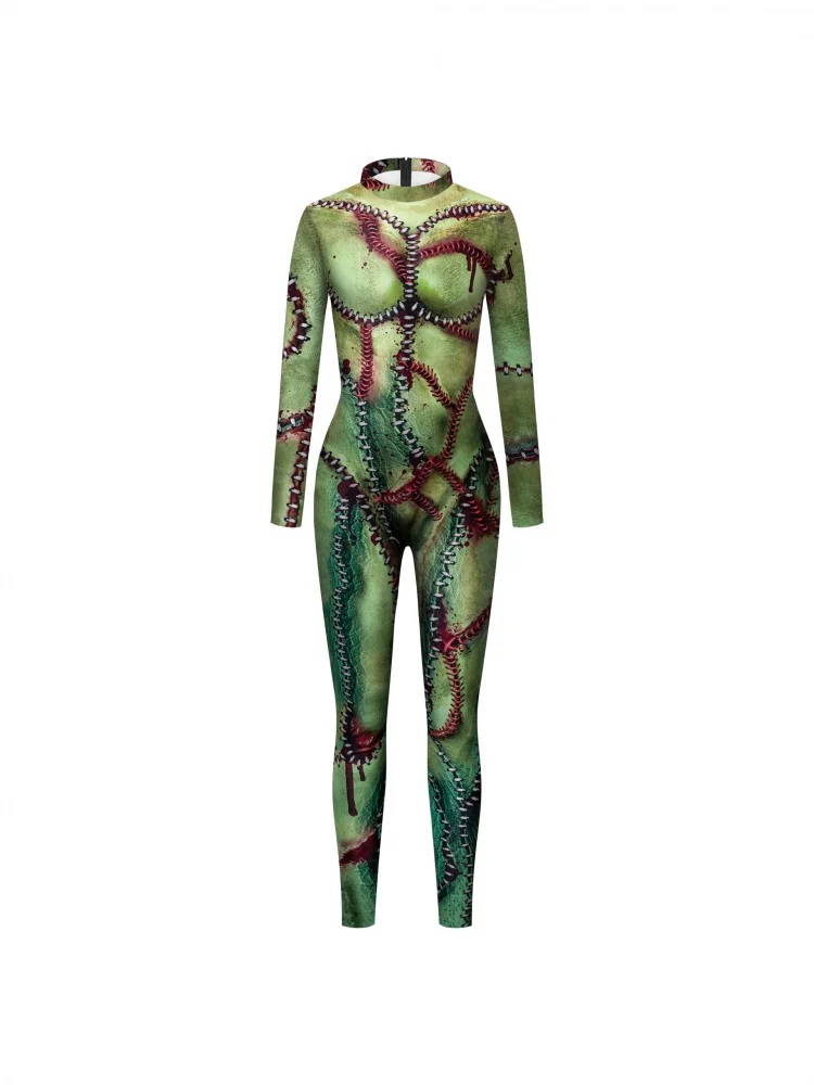 2024 Autunno loween Sangue Infermiera Tuta Cosplay Stampa Digitale Slim Fit Vestito di Seta del Latte Materiale Costume di Scena Faion delle Donne