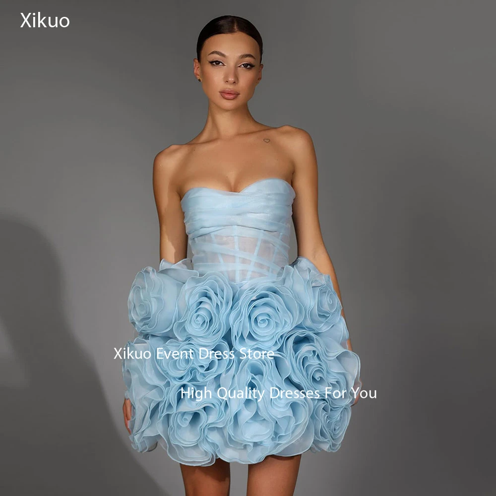 

Xikuo 3D цветочное платье для выпускного вечера Милая красивые вечерние платья для женщин игривые мини выпускные вечерние платья по индивидуальному заказу