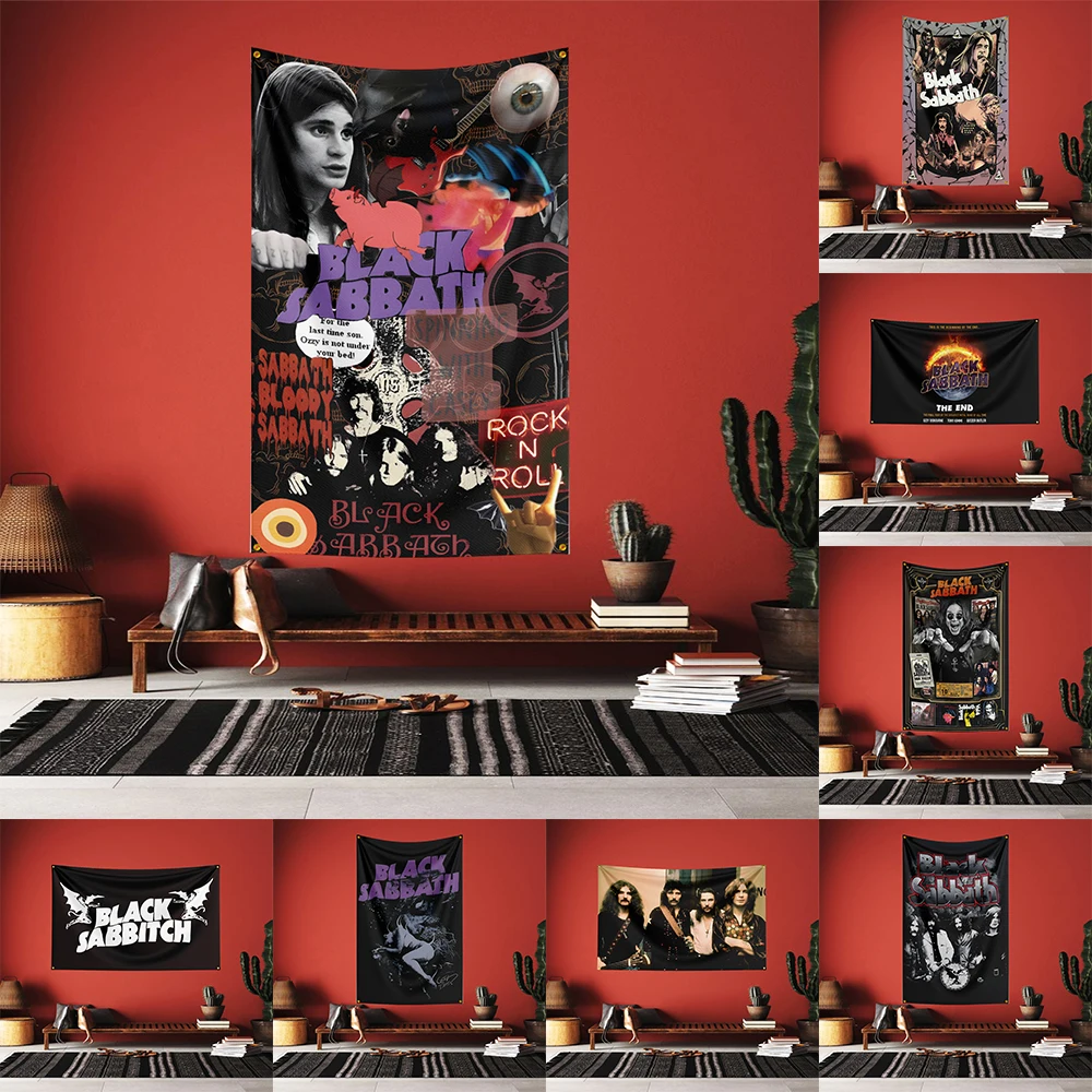 

90X150 3x5 FT B-Black-Sabbaths Heavy Rock Band Flag Polyester digital printing banner living room decoration art outdoor tapestr