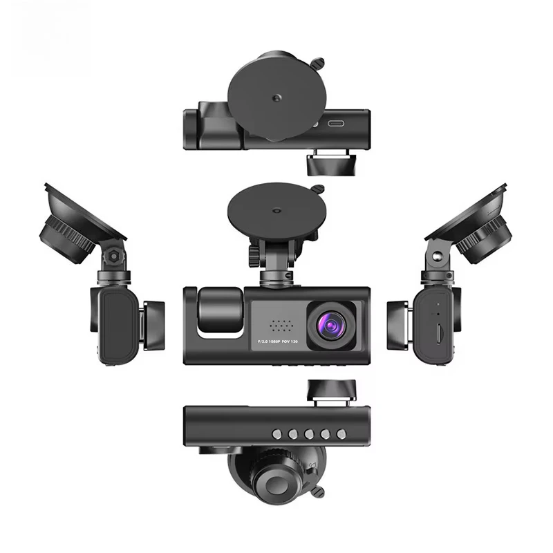 4K Dash Cam Car Camera 3 Channel  Front and Rear Mirror Car Camera Night Vision Dash Cam 4K