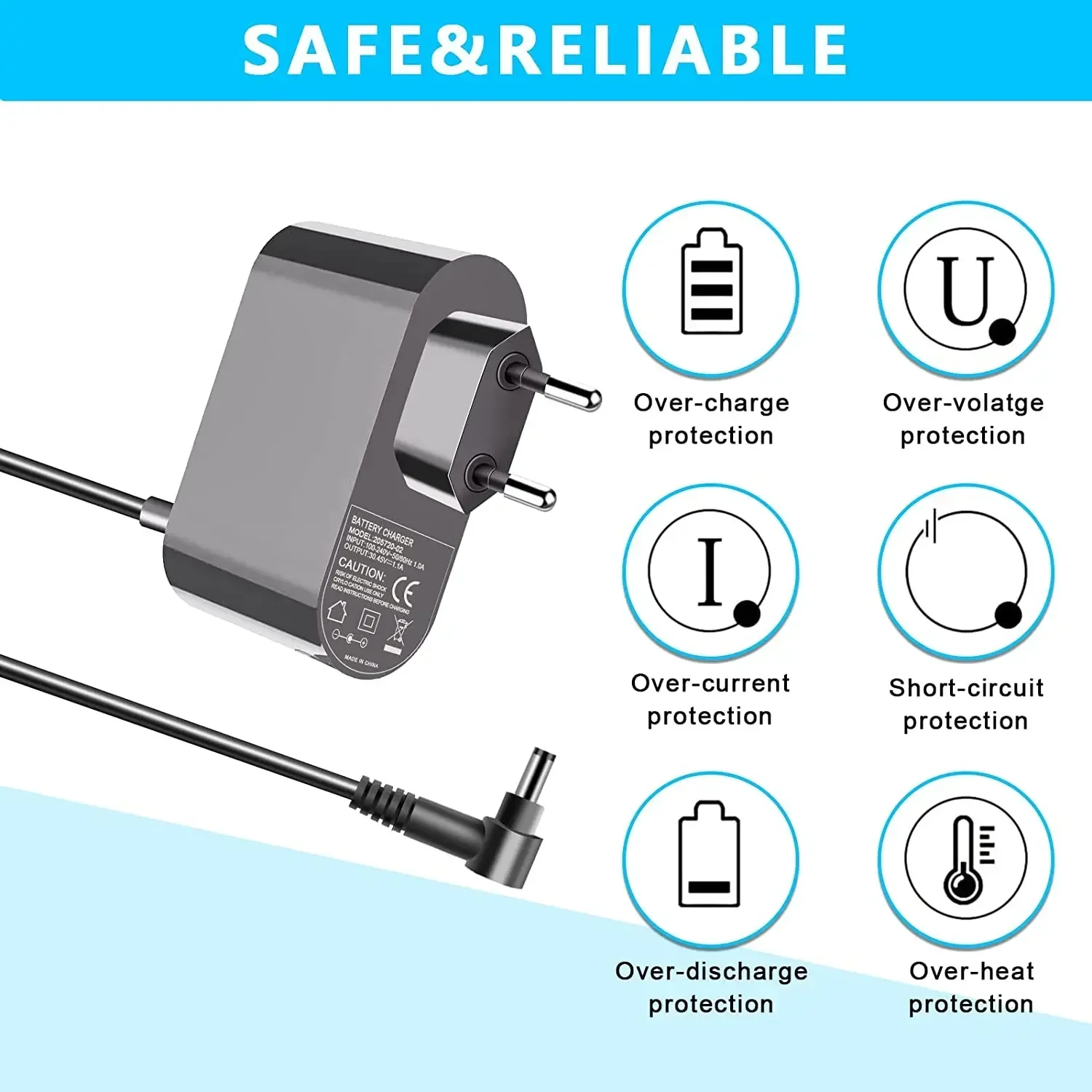 Zasilacz z wtyczką UE 30,45 V Odpowiedni do odkurzacza Dyson V10 V11 V12 V15 SV12 SV16 SV20 Ładowarka Zasilacz Patr