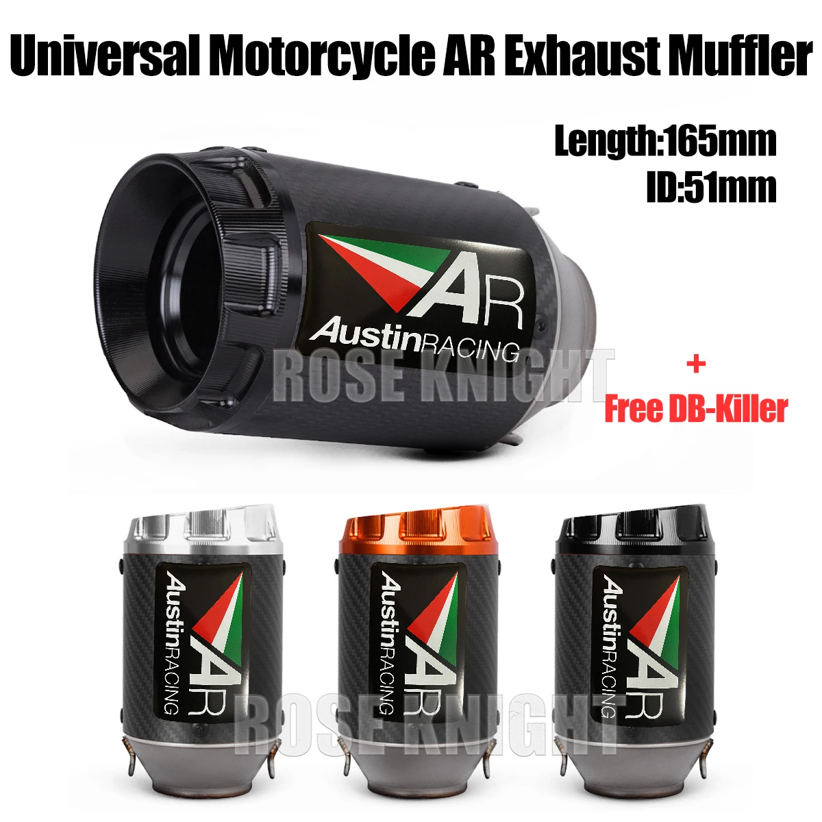 

51mm Universal AR Carbon Fiber Motorcycle Exhaust Muffler Escape For AR Kawasaki250-1000 CB300R R3R6 MT0709 DUKE390 ZX6R S1000RR