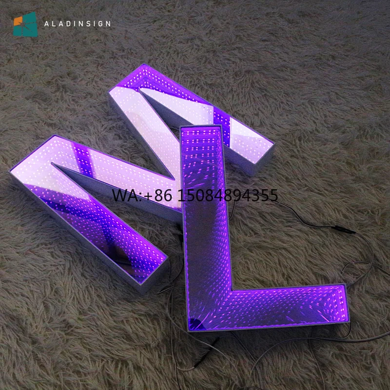 

ELEGANT LED Neon Sign Infinity Mirror RGB Colorful Custom Glass Mirror Design Retail Shop Office Decor