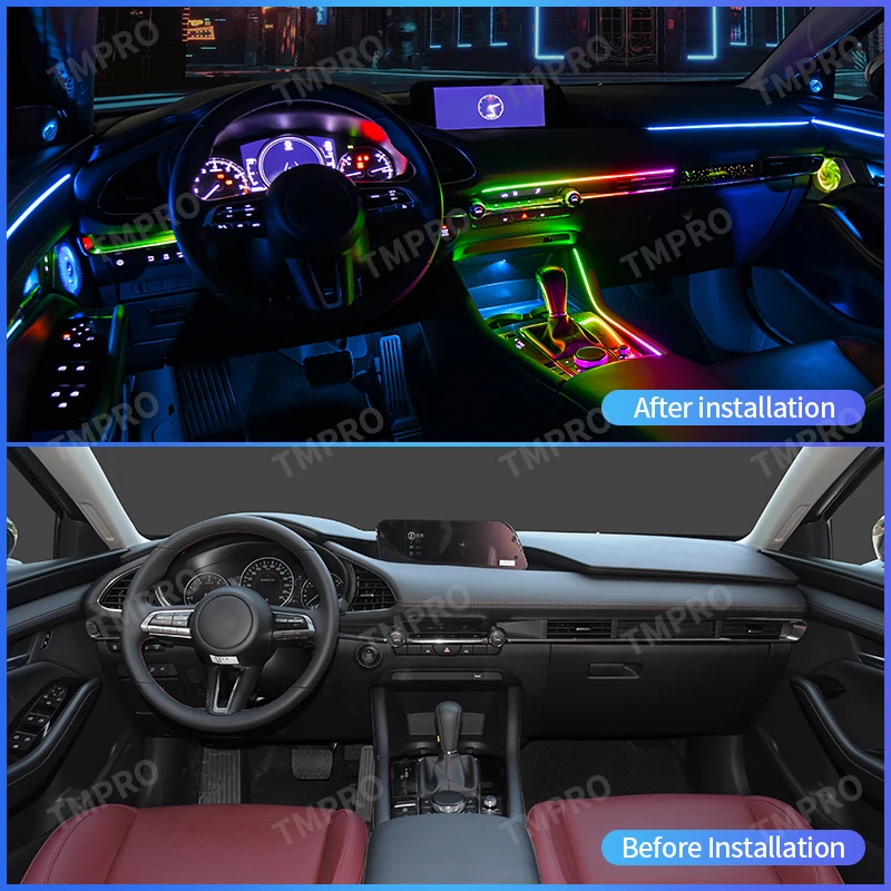 Applicable for 2020-2023 MAZDA Mazda3 Axela Ambient Lights Automotive Interior Decoration64 Colors LED Safety assistance systems