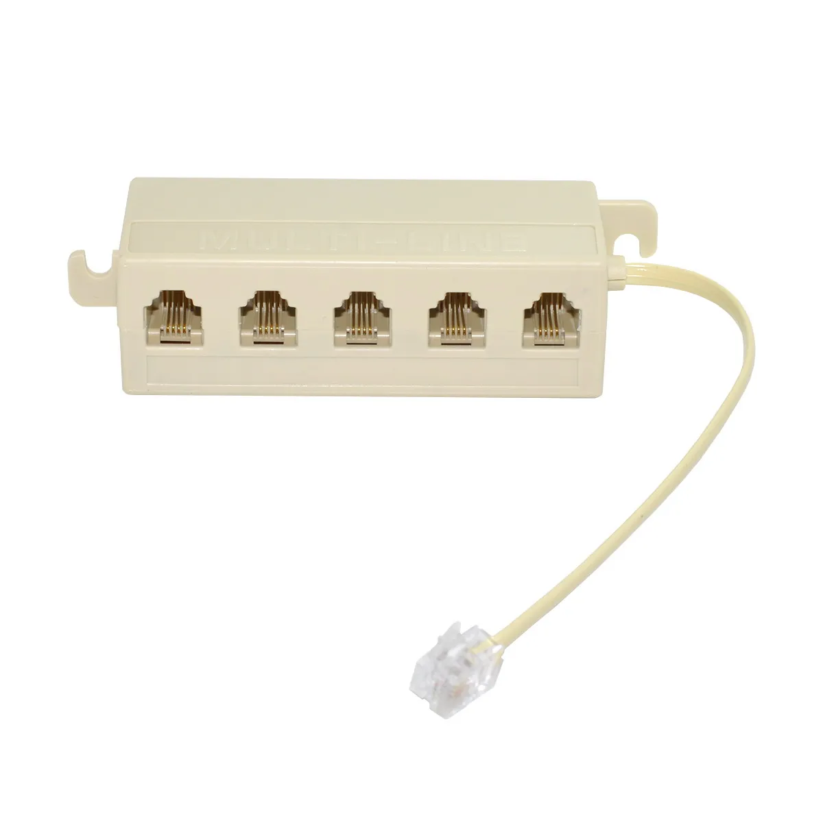 CYSM CY Beige Color 5 Way Outlet 6P4C RJ11 RJ12 Telephone Phone Modular Jack Line Splitter Adapter  1-in-5-out