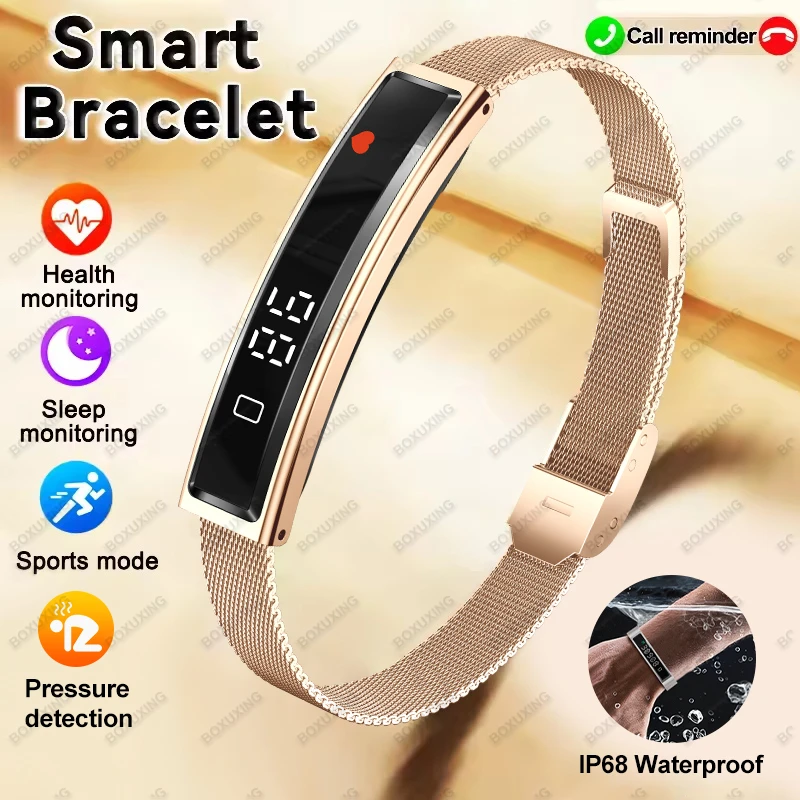 

2026 Fashion Women Smart Bracelet Sleep Monitor Stress Monitoring Heart Rate Waterproof Sport Track Smartwatches For Android IOS