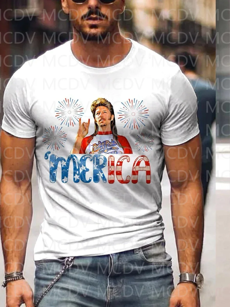 Camiseta informal del Día de la independencia, LGBT3D Camiseta con estampado, Joe Dirt Merica, 4 de julio, el colorido, el mejor él, Agujero