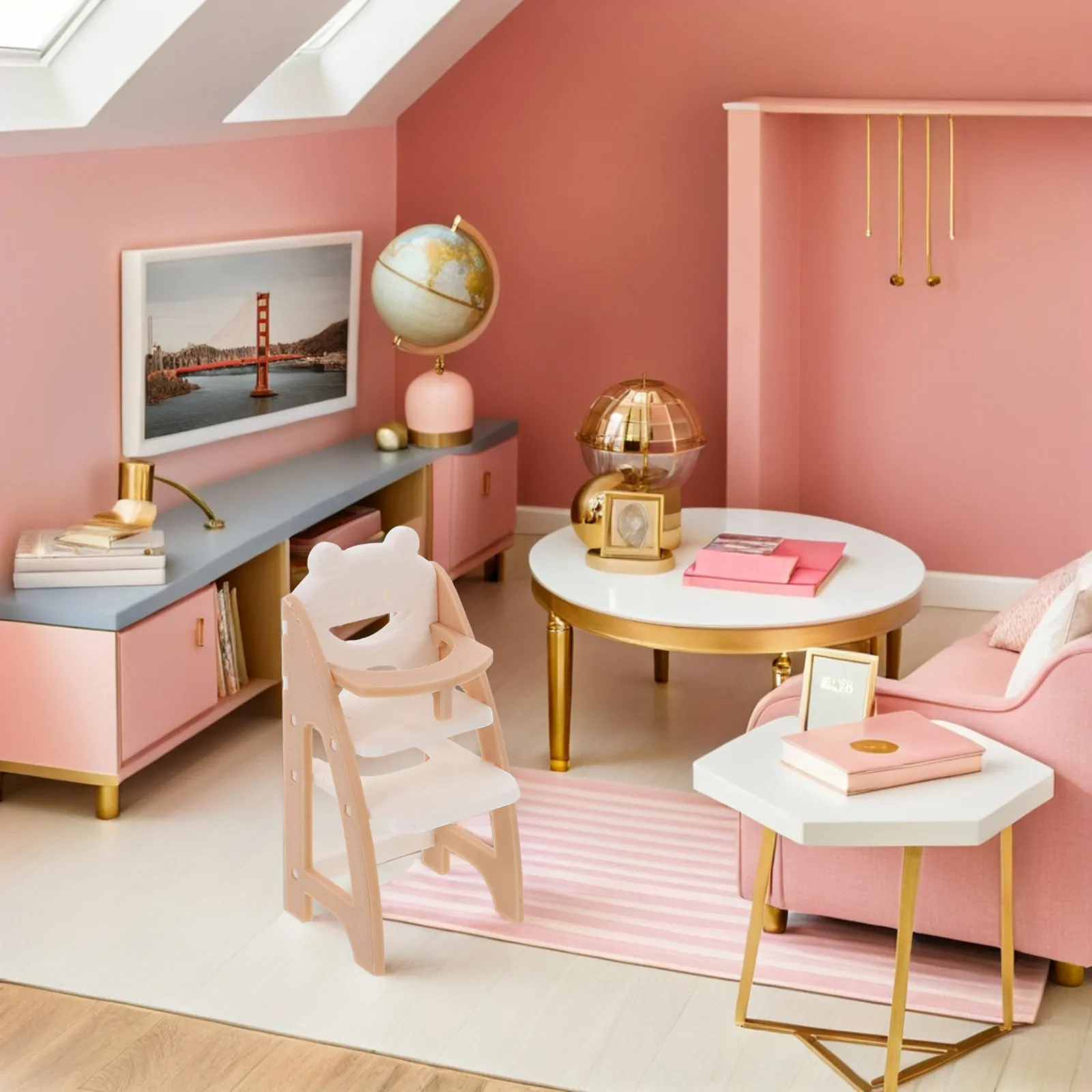 

1 шт. Реалистичный миниатюрный стульчик для кукольного домика в масштабе 1:12, мебель для ролевых игр - мини-стульчик для кормления, детский стульчик