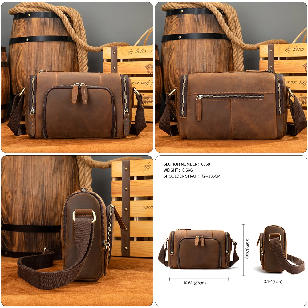 Imagem -05 - Westal-mens Genuine Leather Shoulder Bolsa Crossbody Messenger Bolsa Laptop Pasta Grande Capacidade Bolsa de Viagem 13.3