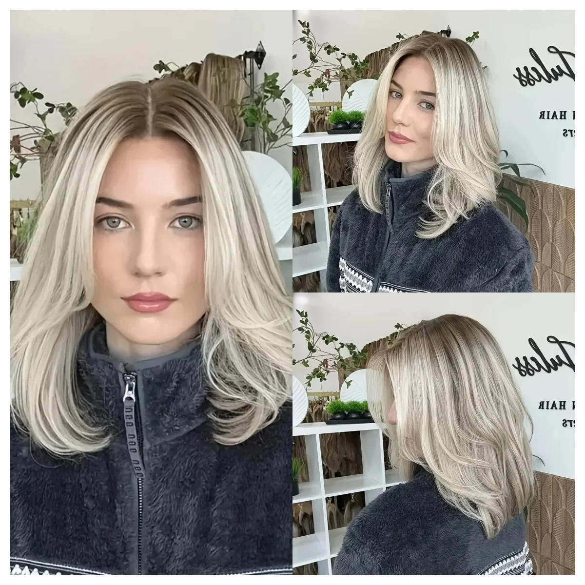Platinum Ash Blonde Balayage Synthetic Wig with HD Lace Front Medium Wave Glueless Preplucked Cosplay Party Hair