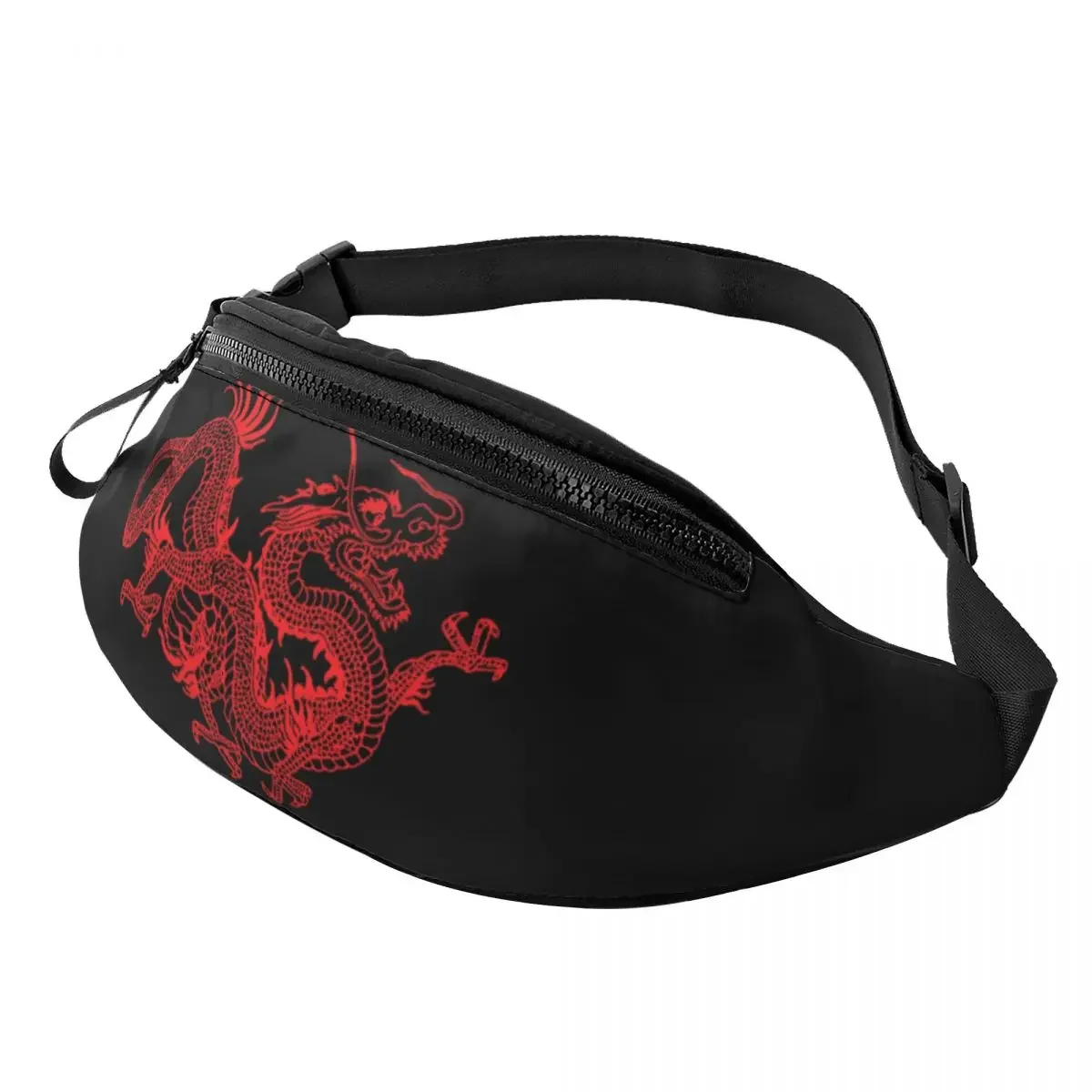 Red Dragon Fanny Pack Women Men Custom Asian Oriental Style Art Crossbody Waist Bag for Travel Hiking Phone Money Pouch