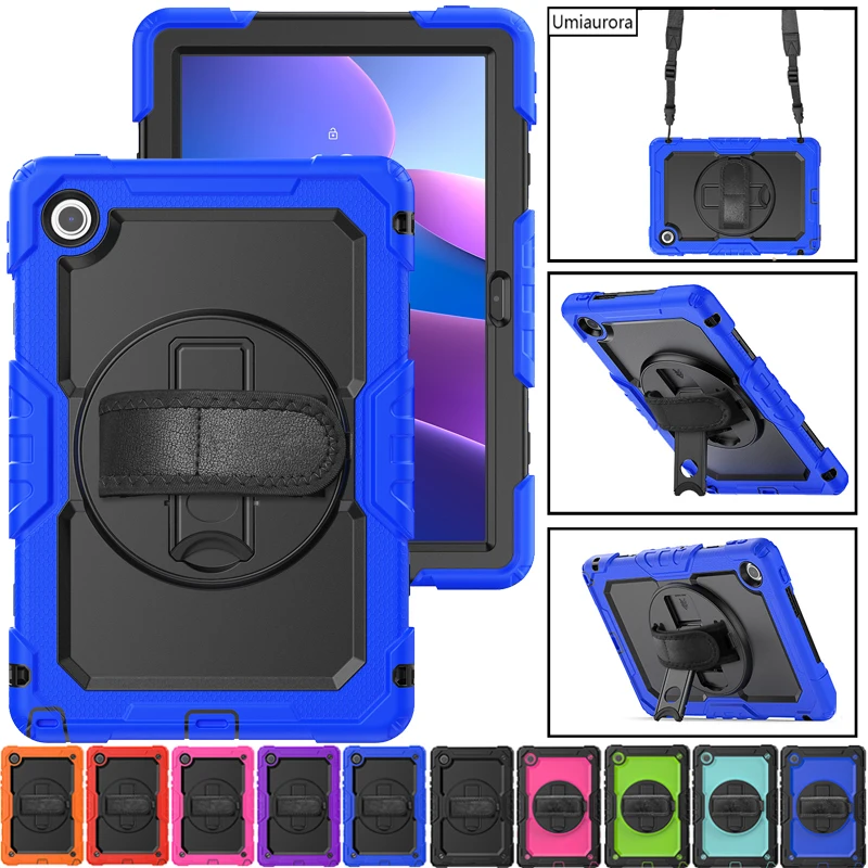 

For Lenovo Tab M10 Plus 3rd Gen 10.6 TB128FU X606F 10.1 inch TB328FU X306F Shockproof Tablet Case Hand Strap Stand Rugged Funda