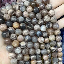 6 8 10MM Natural Black Sunstone Moonstone Round Loose Spacer Gems Beads For Jewelry Making DIY Bracelet Necklace Accessories