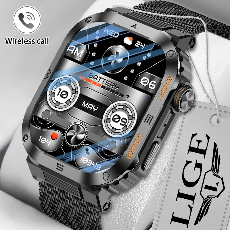 

LIGE New 2.01”HD Screen Smart Watches Bluetooth Call 400mAh Sports Waterproof Heart rate Blood Oxygen SmartWatch For Android iOS