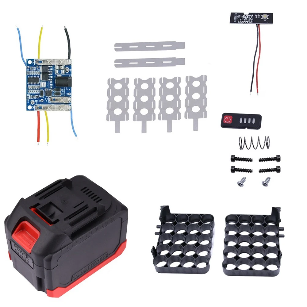 Caixa de armazenamento de bateria de plástico, 10/15/20 núcleos, placa de carregamento pcb para makita, caixa de bateria, acessórios de ferramenta