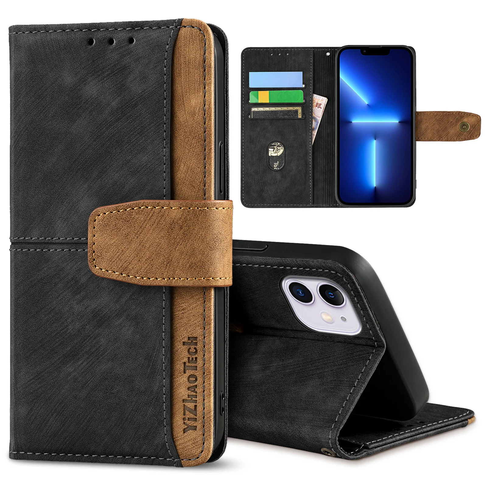 Wristlet Grip Walle Flip Case For Huawei Honor Play 50 Plus 5G 40 40C 30 Retro Leather Lanyard 3 Cards Slot Holder Phone Cover