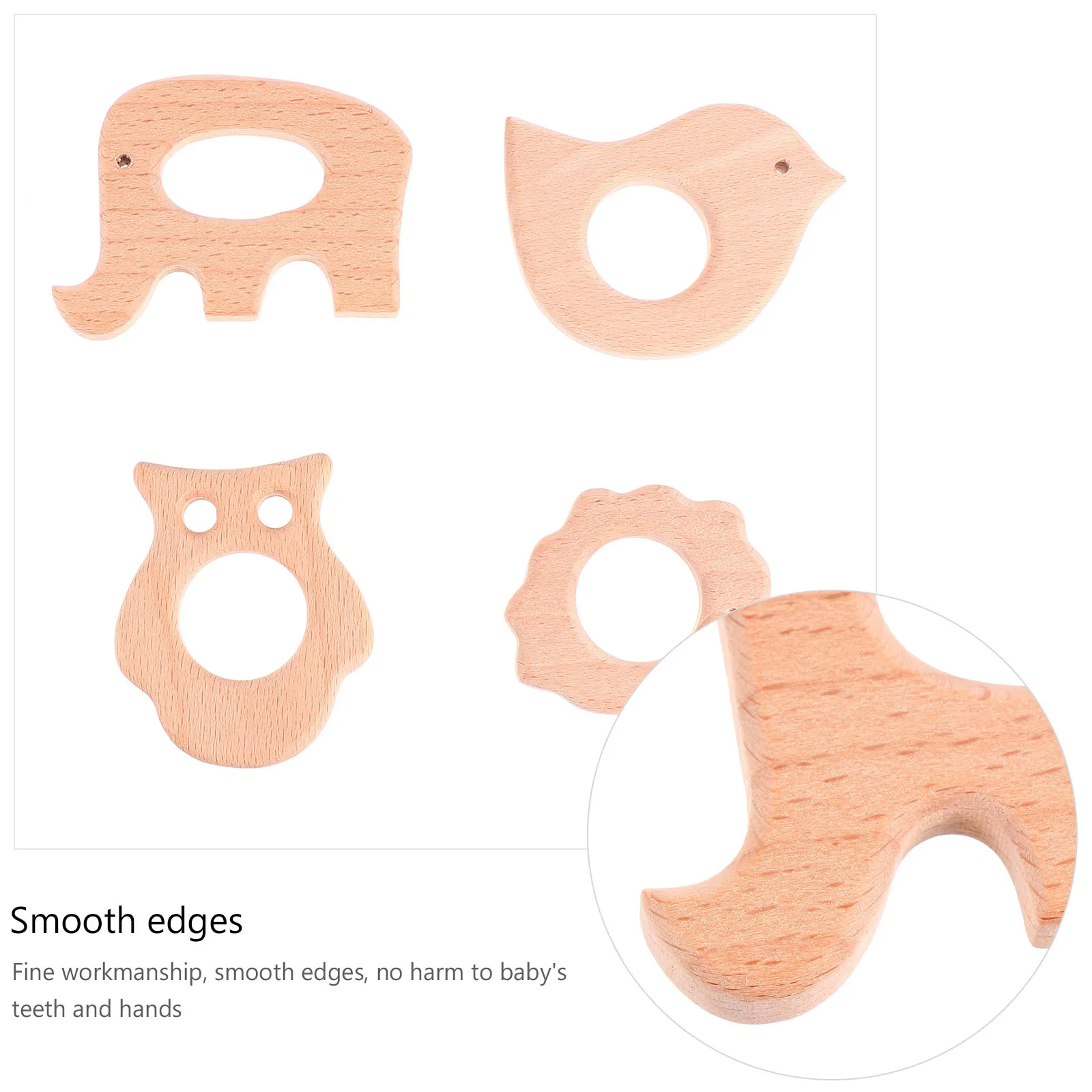 4 قطعة الطفل المولي خشبية الكرتون الحيوان مضغ عضاضة أداة مهدئة تبريد أسنان الرضع الإغاثة لعبة المولي الطفل #6