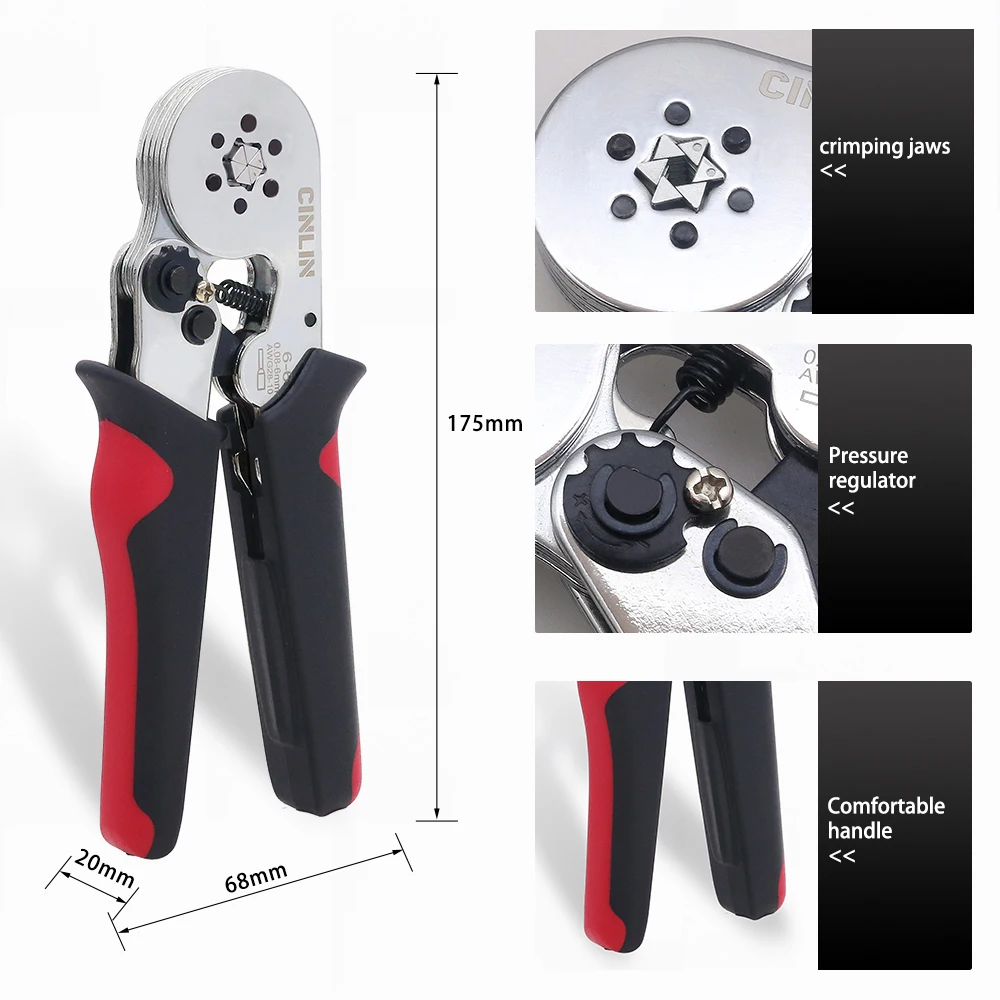 Tube Ferrule VE&TE Terminals Crimping Pliers Range Min 0.08mm Max10mm Set Hand Tools Electrician Crimper HSC8 6-4 6-6 10S