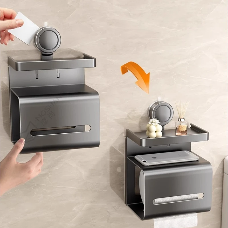 

Suction Cup Toilet Paper Holder No-Drill Wall-Mounted Tissue Dispenser Bathroom Roll Holder