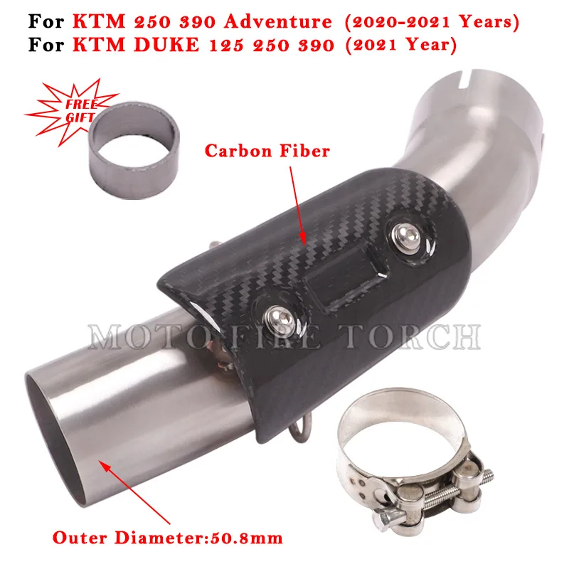 For KTM DUKE 125 250 390 2021 Years 250 390 Adventure 2020 2021 2022 Motorcycel Exhaust Modified Muffler 51mm Middlee Link Pipe 6
