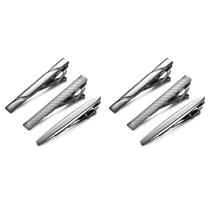 6 Pcs Tie Clips For Men Tie Bar Clip Set For Regular Ties Necktie Wedding Business