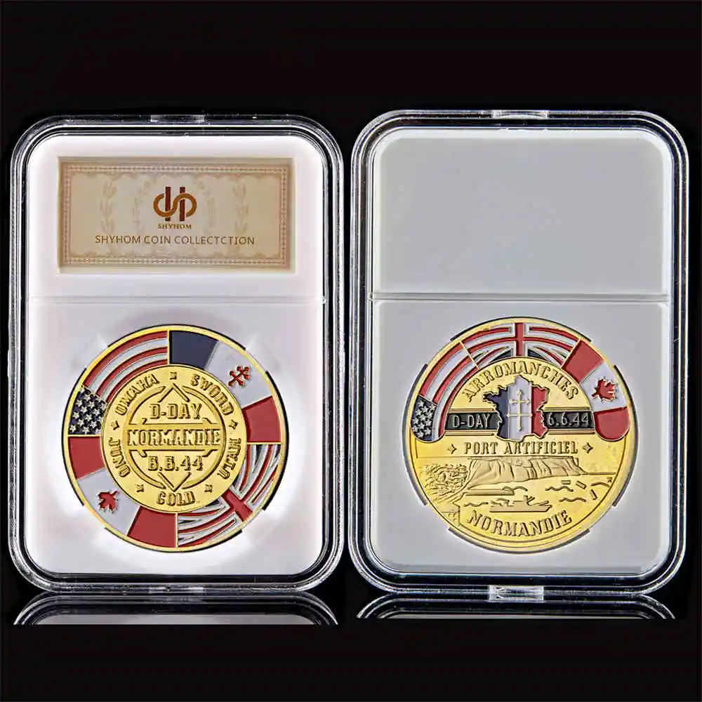 WWII Arromanches Normandie War 6/6/1944 D-Day 70th Anniversary Souvenir Gold Military Challenge Coin