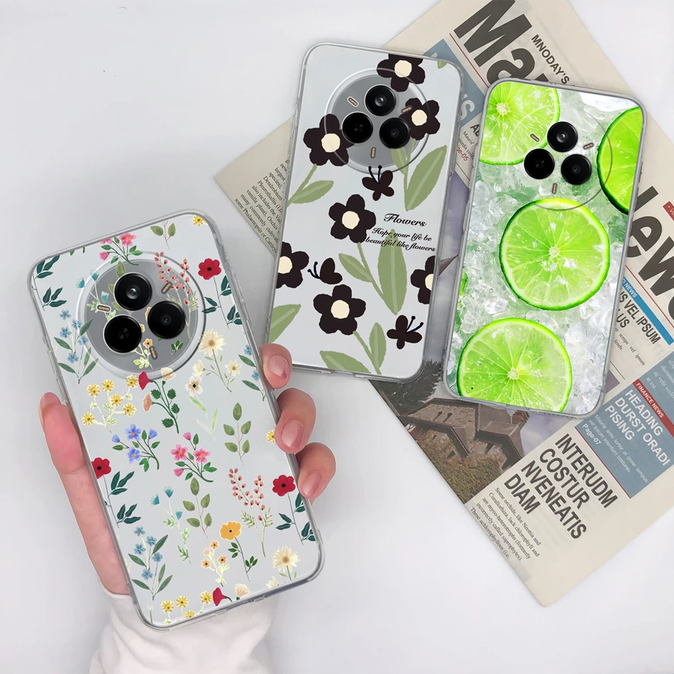 Per Realme 14 Pro Plus Custodia Gradiente Fiore Morbido Sottile Custodia Del Telefono Per Realme 14Pro + Fonda Trasparente Anti Goccia Coperture Indietro