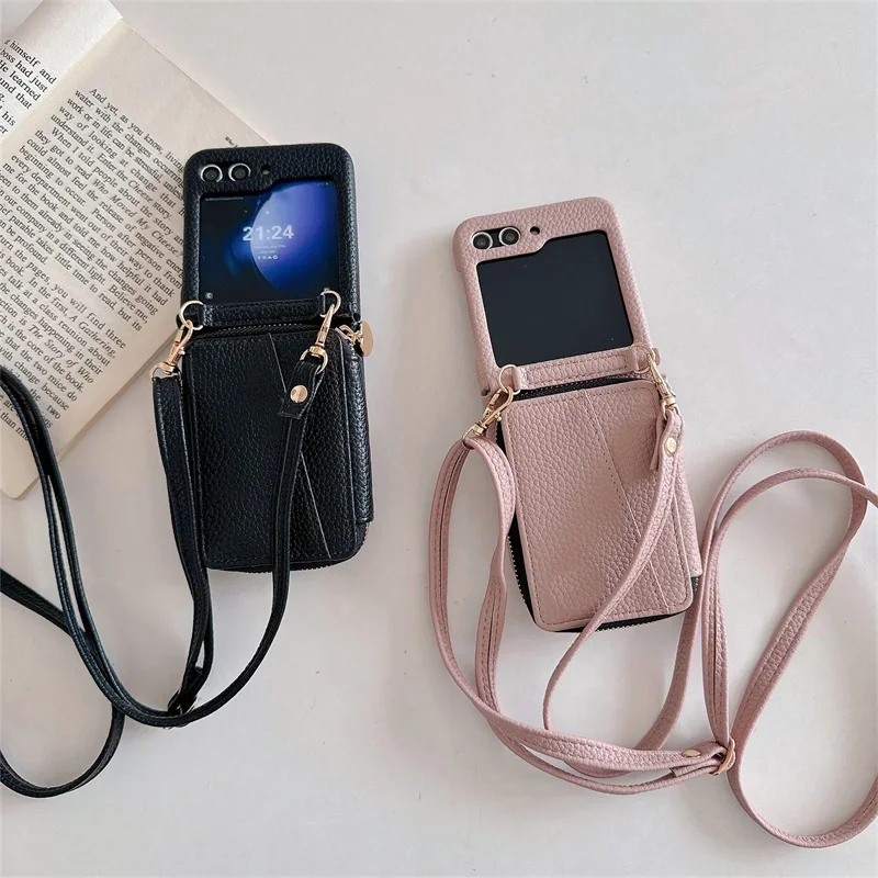 

Чехол-книжка на молнии с отделением для карт для телефона Samsung Galaxy Z 6 5 4 3 Flip6 Flip5 Flip4 Flip3