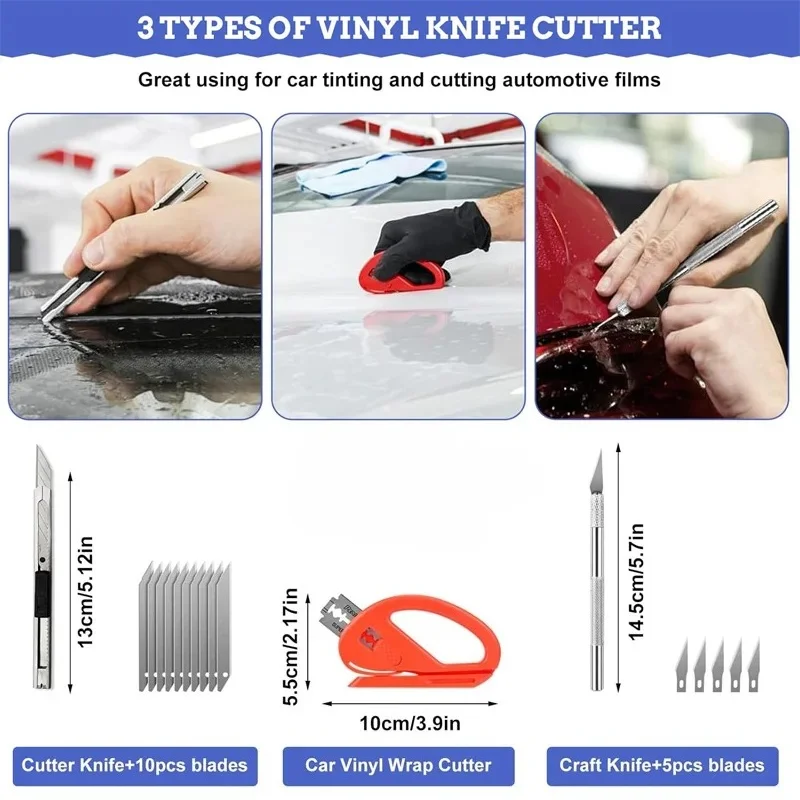 Professional Vinyl Wrapping Tools Felt Squeegee Wrap Stick Utility Knife Scraper for Car Window Tint Film Application - view 5
