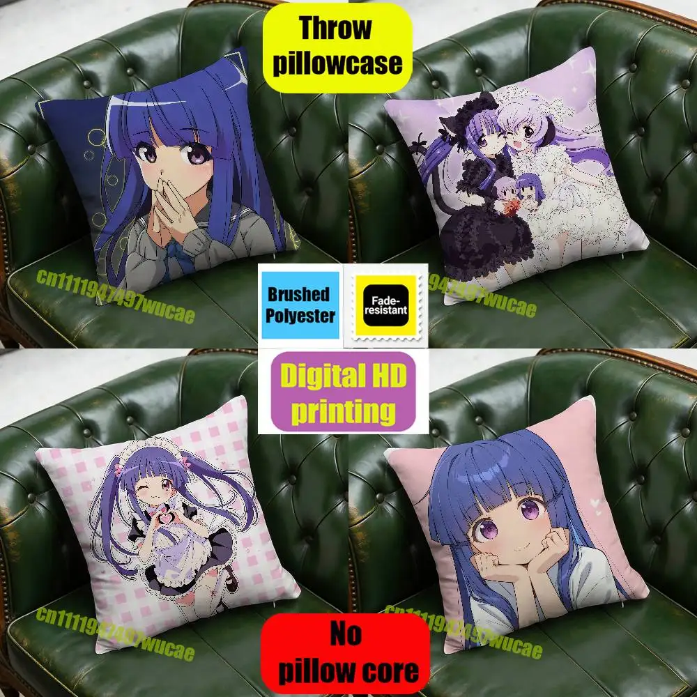For H-Higurashi When They Cry Rika Furude Throw Pillow Case 50x50cm DIY Square Pillowcase Square Office Cushion Cover