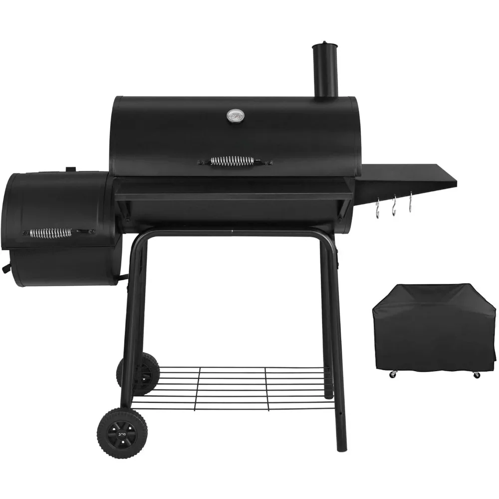 

BBQ Grills, Charcoal Grill Offset Smoker with Cover, 811 Square Inches, Black, Outdoor Camping,Outdoors Large BBQ Grills