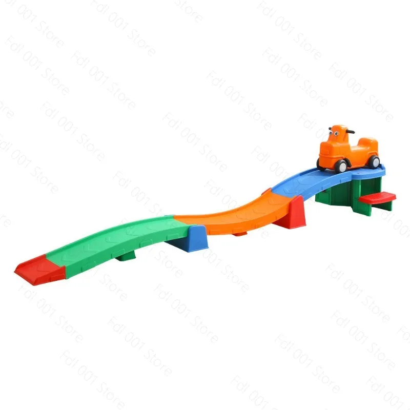 Plastic Toy Roller Coaster with Sliding Car - Fun Amusement Ride for Kids