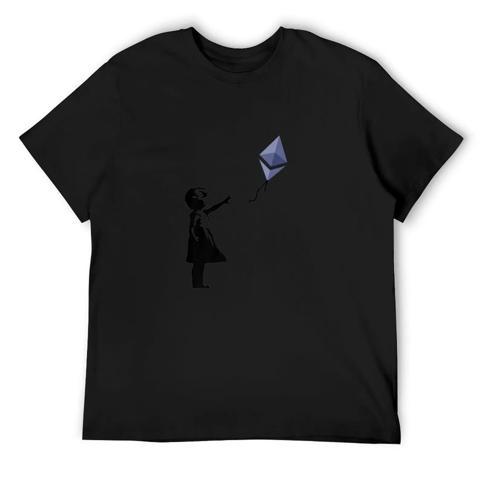 

Girl with Ethereum ETH balloon crypto - ETH for cypherpunks T-Shirt blue archive vintage graphic tee blanks Men's t-shirt
