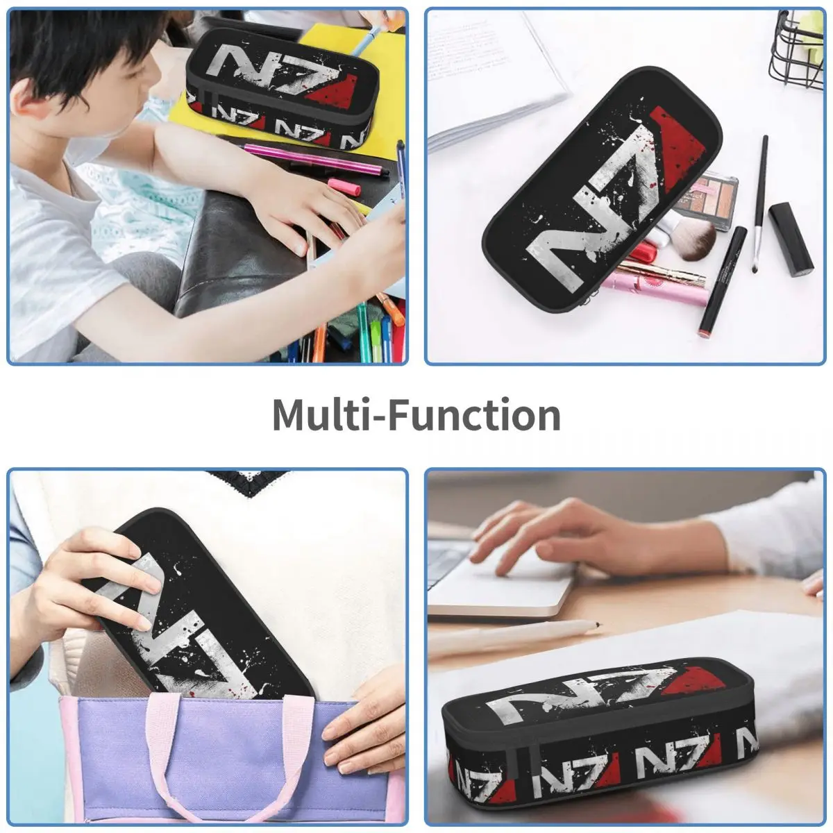 Estuche para lápices Mass Effect desgastado N7 para Studen, caja para bolígrafos escolares, bolsa para lápices, suministros de papelería, bolsa porta bolígrafos